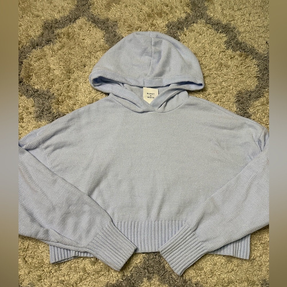 Soft Blue Hooded Teddy Jacket